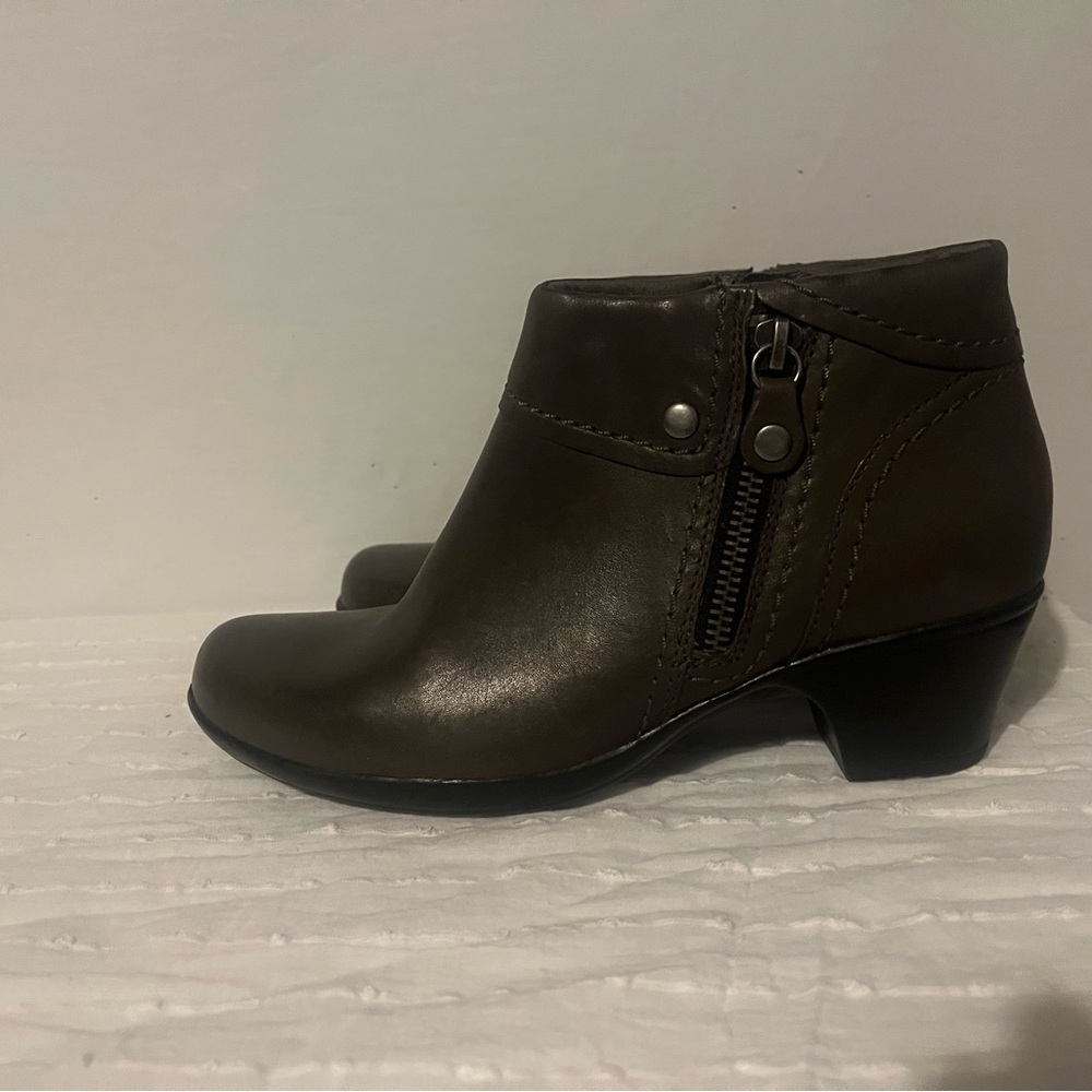 Clarks Dark Brown Ankle Booties with Zipper